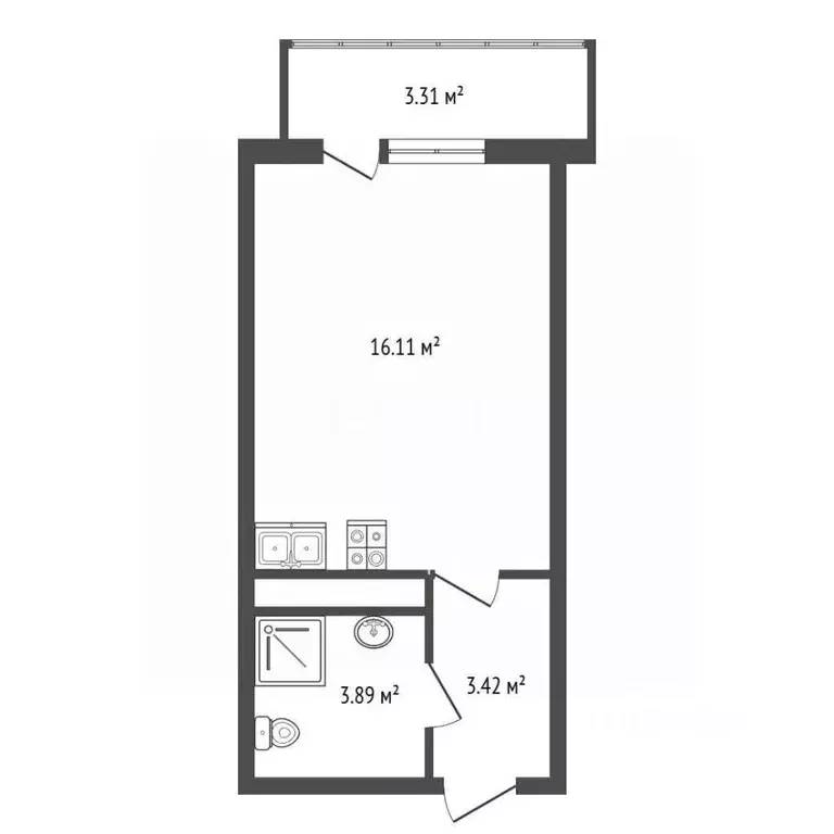 Студия Ленинградская область, Мурино Всеволожский район, пл. ... - Фото 2