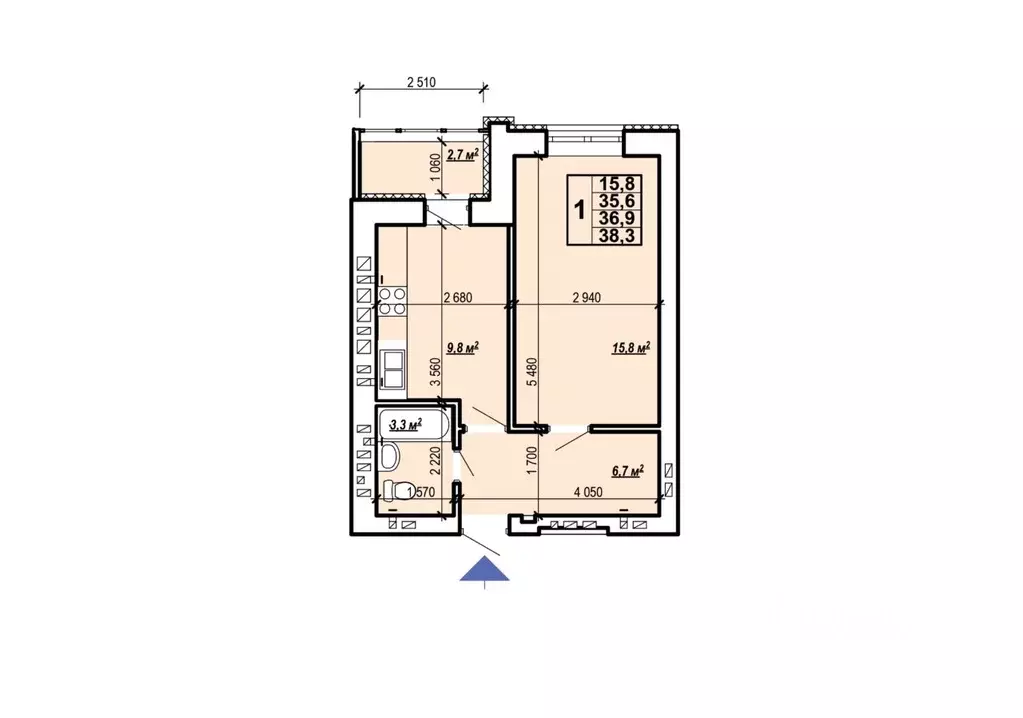 1-к кв. Саратовская область, Энгельс ул. Колотилова, 102 (38.3 м) - Фото 1