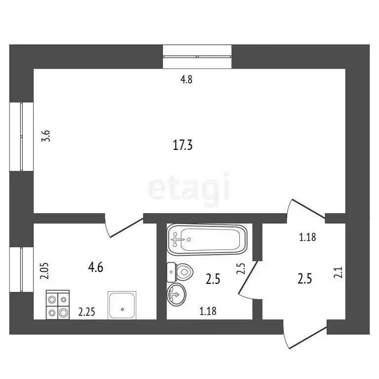2-комнатная квартира: Ялуторовск, улица Свердлова, 32 (36.2 м) - Фото 1