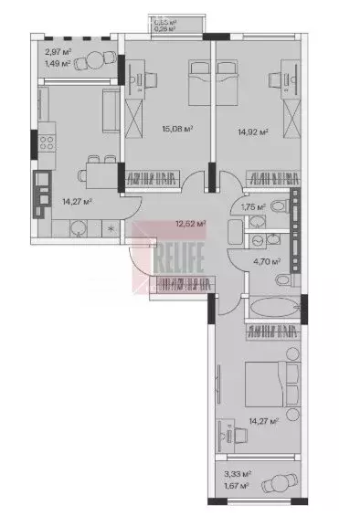 3-комнатная квартира: посёлок Малое Исаково, Первая улица, 1к4 (81.1 ... - Фото 1