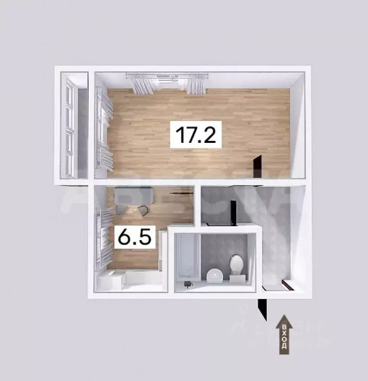 1-к кв. Омская область, Омск просп. Космический, 41 (31.4 м) - Фото 2
