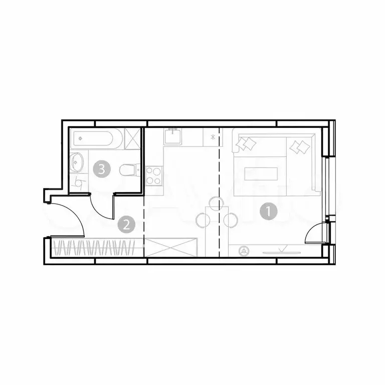 Апартаменты-студия, 31,6 м, 14/18 эт. - Фото 0