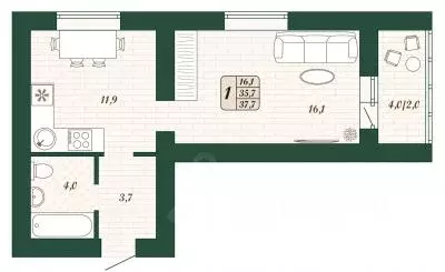 1-к кв. Самарская область, Волжский район, Смышляевка городское ... - Фото 1