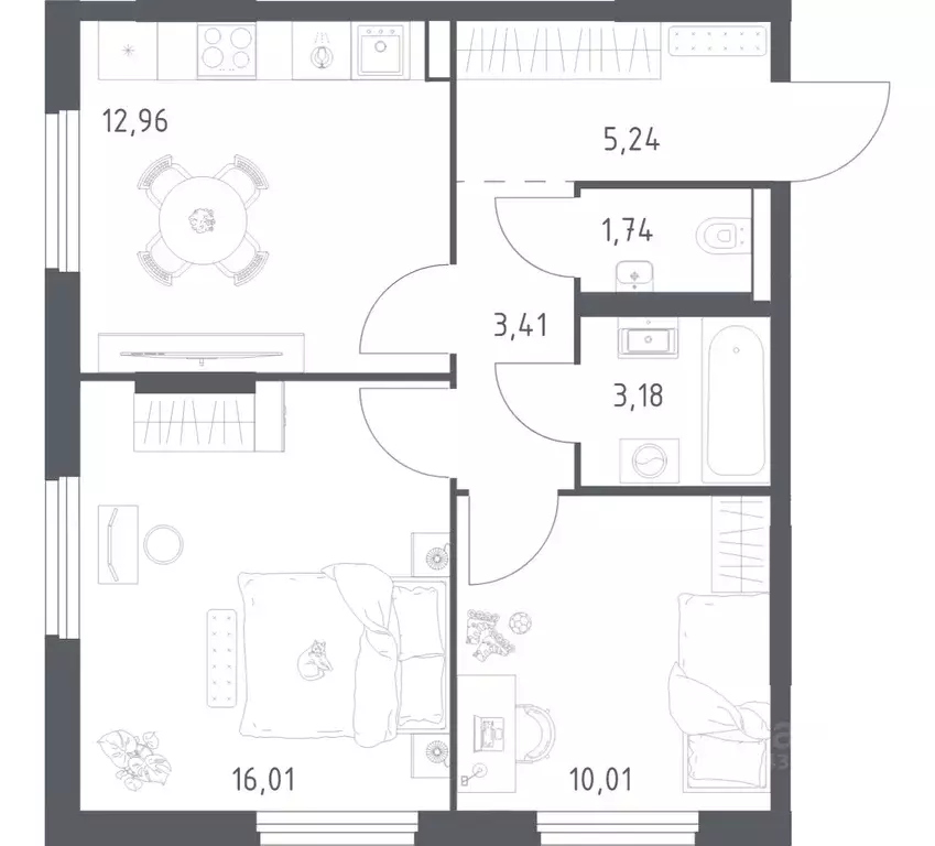 2-к кв. Башкортостан, Уфа ул. Минигали Губайдуллина, 8к9 (52.55 м) - Фото 1