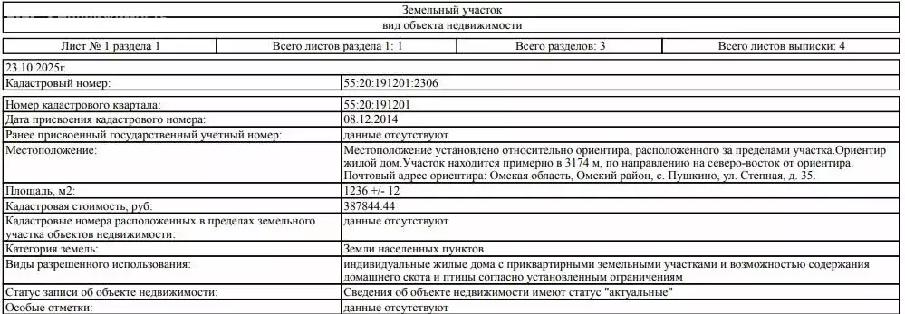 Участок в Омский район, село Пушкино (12.36 м) - Фото 2