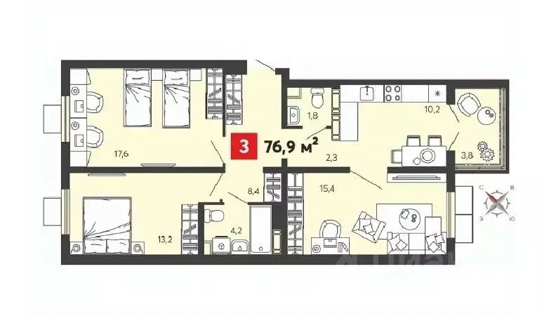 3-к кв. Пензенская область, Пензенский район, Засечный сельсовет, с. ... - Фото 1