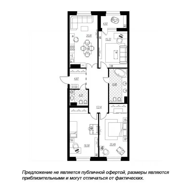 3-к кв. Санкт-Петербург проезд Петровская коса, 6к1 (110.9 м) - Фото 0