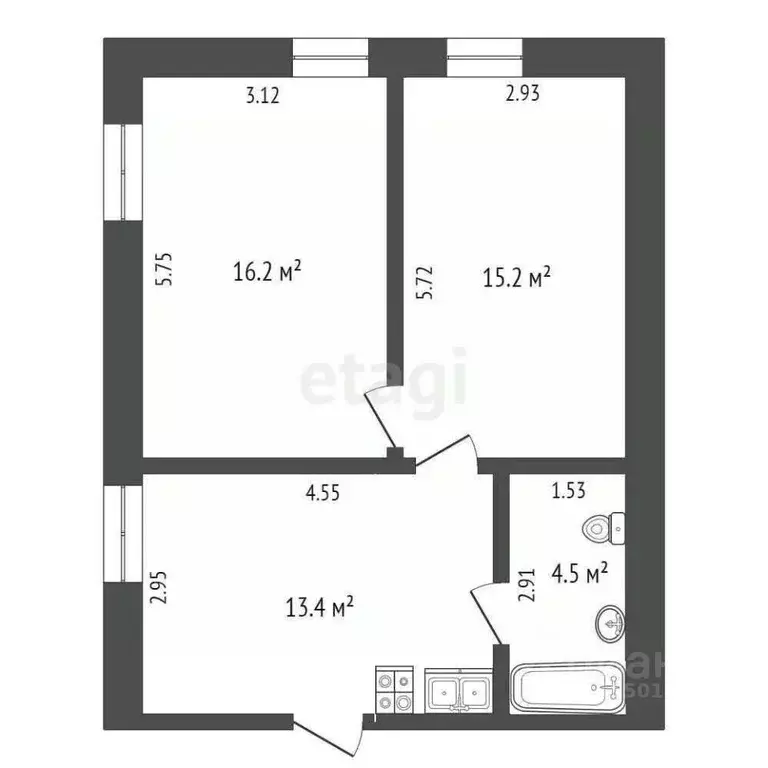 2-к кв. Самарская область, Самара ул. Куйбышева, 147 (49.3 м) - Фото 2