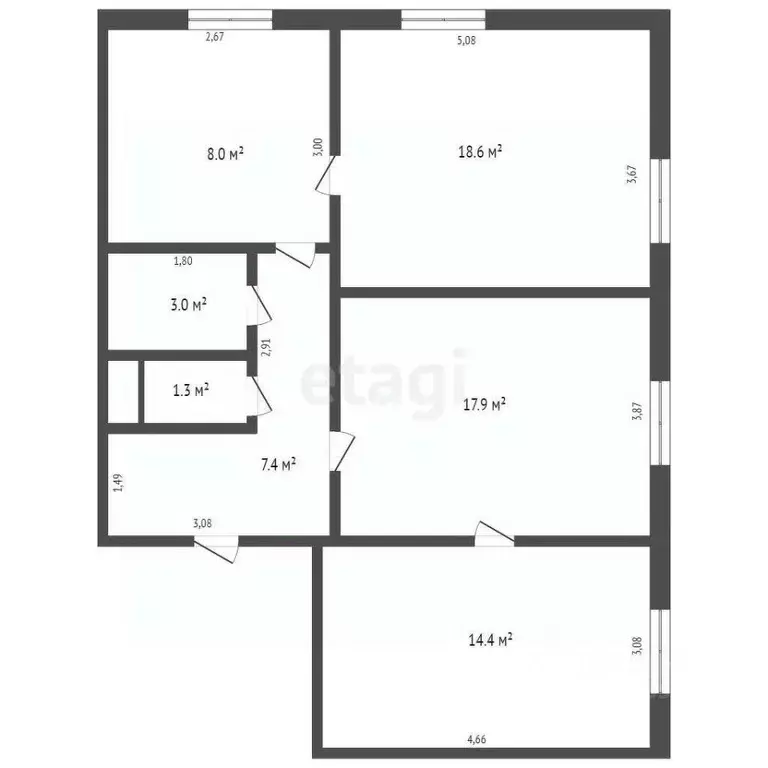 3-к кв. Кемеровская область, Кемерово Гурьевская ул., 14 (70.6 м) - Фото 1