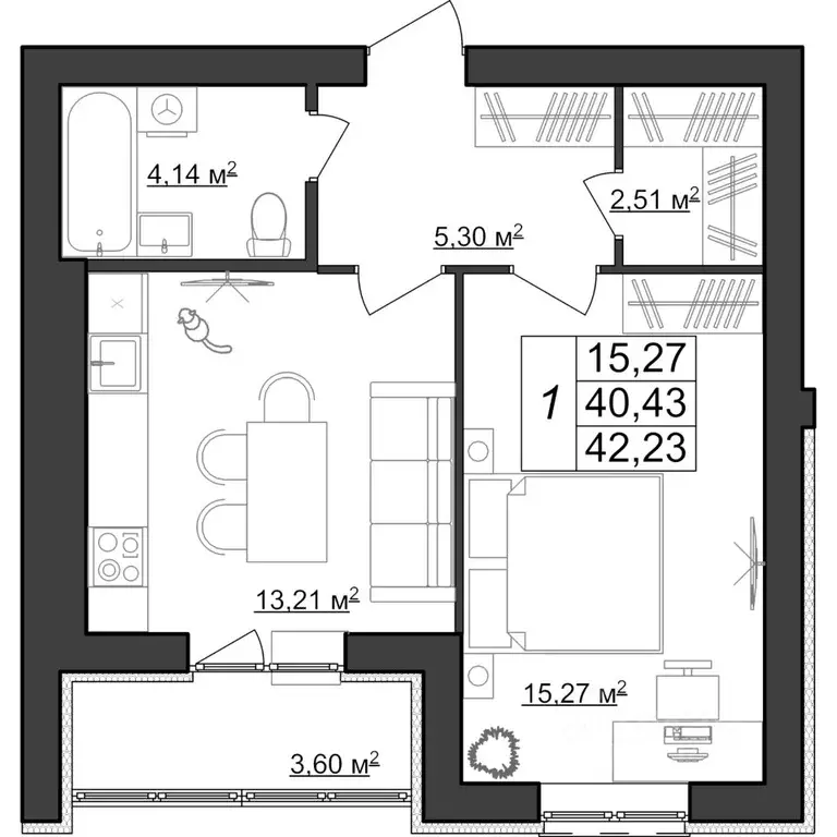 1-к кв. Мордовия, Саранск Большевистская ул., 124А (42.23 м) - Фото 1