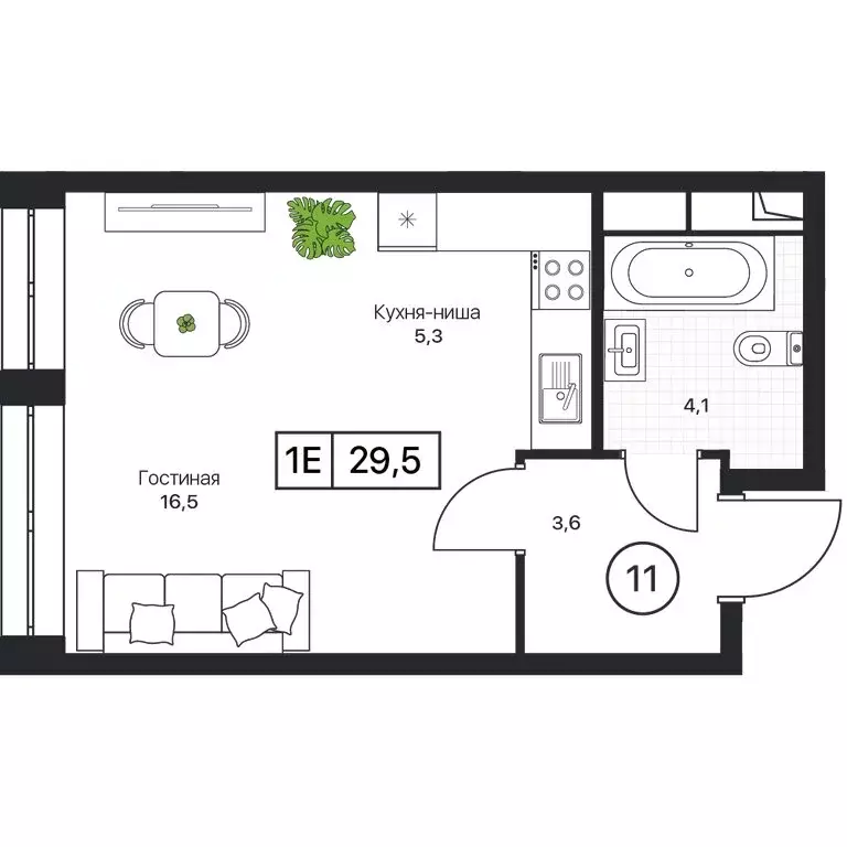 Квартира-студия: Пушкино, ЖК Пушкино Град (29.8 м) - Фото 1