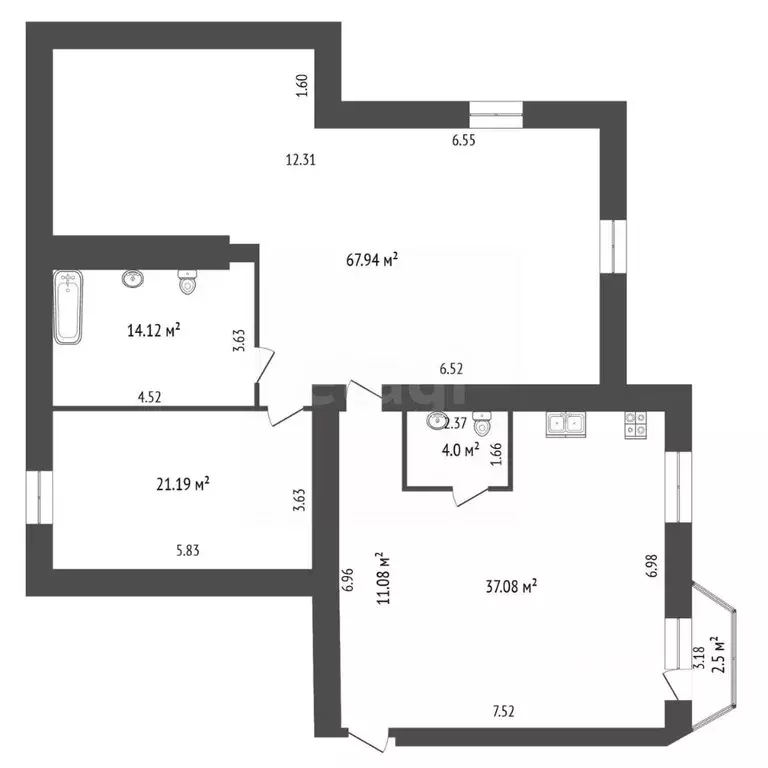 2-к кв. Псковская область, Псков Петровская ул., 4Б (136.5 м) - Фото 2
