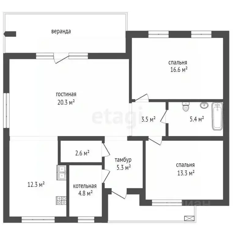 Дом в Тюменская область, Тюменский муниципальный округ, с. Гусево  ... - Фото 2