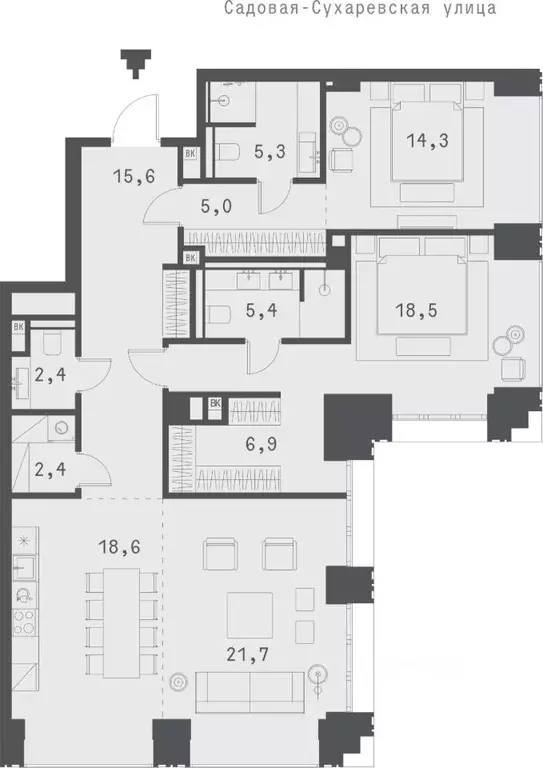 2-к кв. Москва Садовая-Сухаревская ул., 14 (116.21 м) - Фото 0