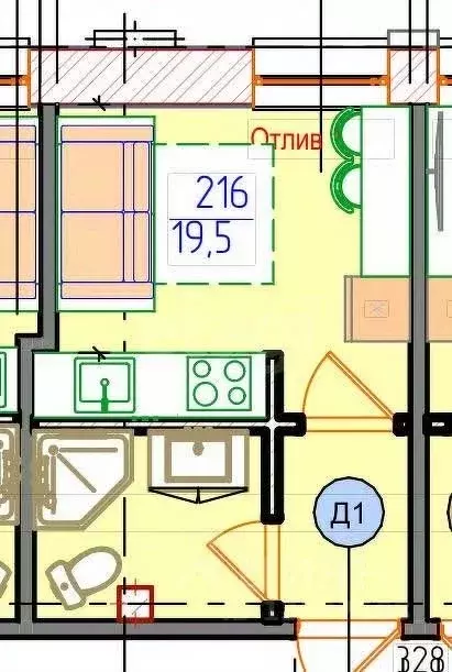 Студия Тверская область, Тверь Индустриальная ул., 2А/5 (21.7 м) - Фото 2