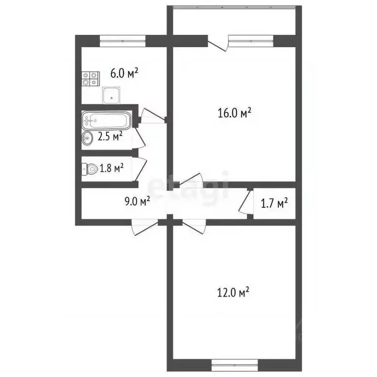 2-к кв. Ярославская область, Гаврилов-Ям ул. Строителей, 5 (46.0 м) - Фото 2