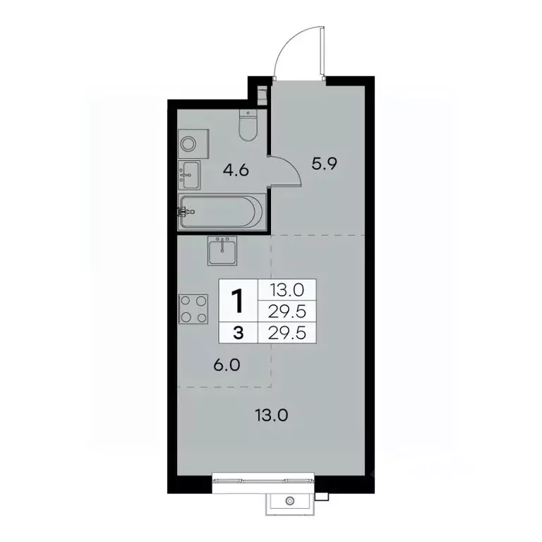 1-к кв. Москва Куркинское ш., 15С3 (29.5 м) - Фото 0