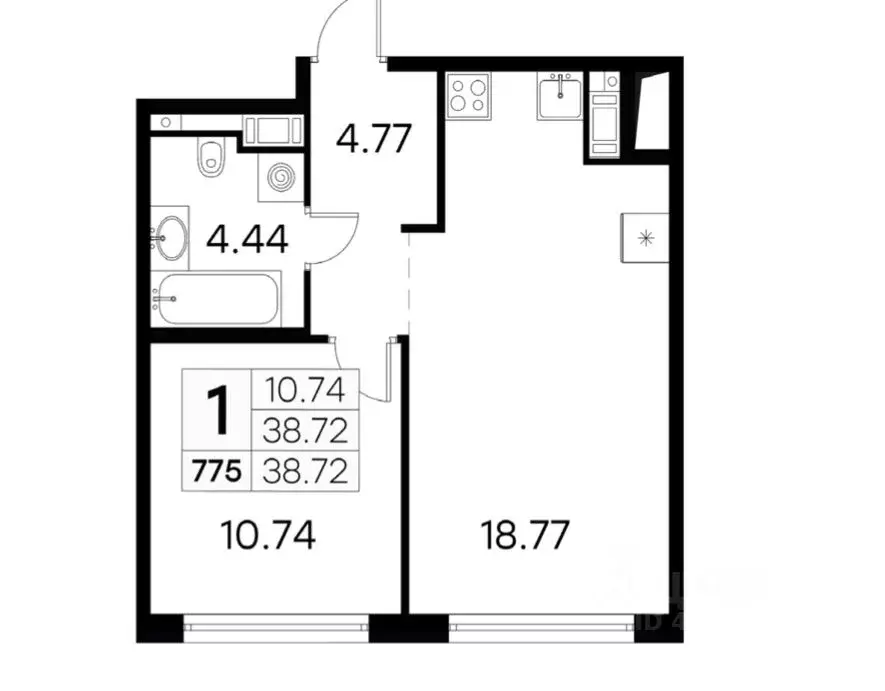 1-к кв. Санкт-Петербург ул. Челюскина, 10 (39.9 м) - Фото 1