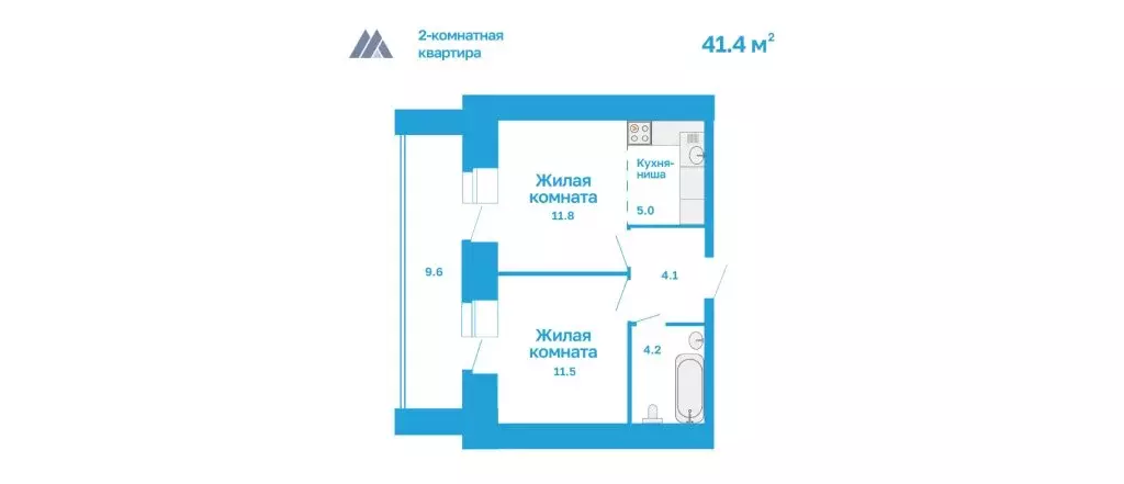 2-комнатная квартира: Благовещенск, Набережная улица, 50А (41.4 м) - Фото 0