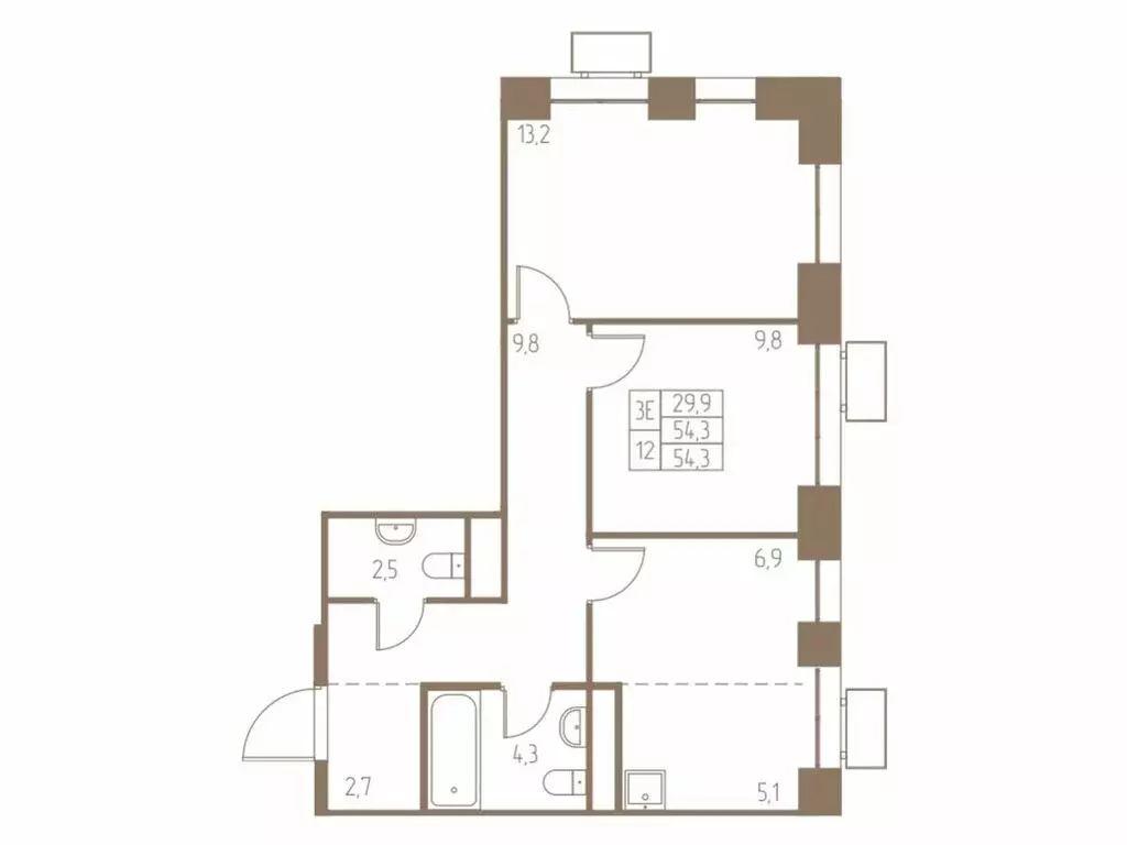 3-комнатная квартира: Пушкино, ЖК Фабрикант (54.3 м) - Фото 0