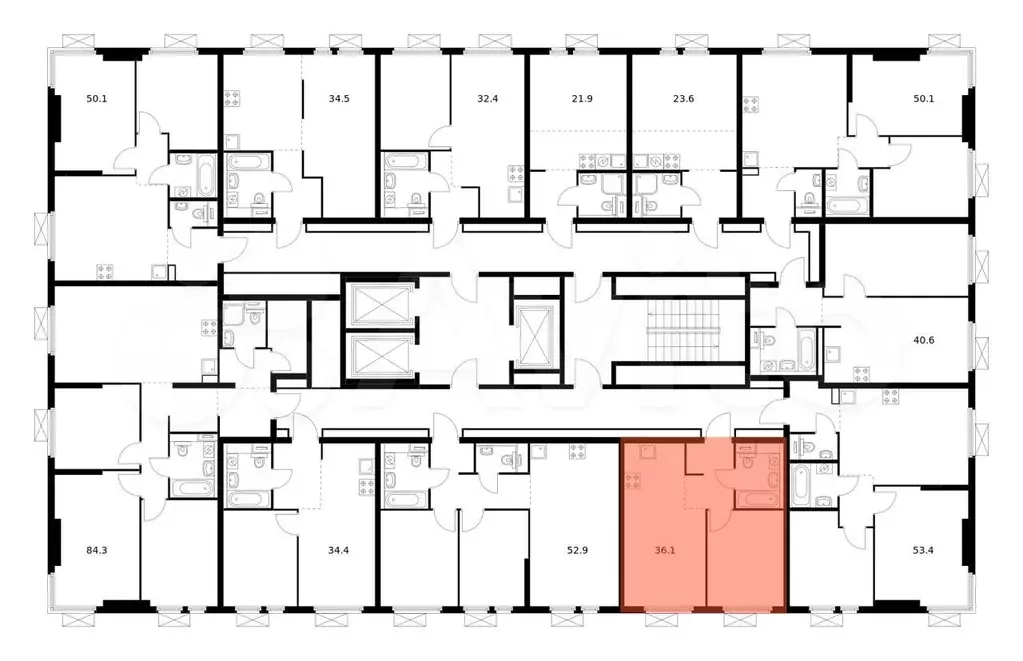 1-к. квартира, 36,1 м, 20/22 эт. - Фото 1