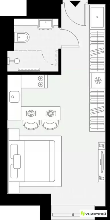 1-к кв. Татарстан, Казань Родины мкр,  (25.75 м) - Фото 1
