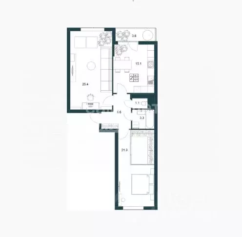 2-к кв. Липецкая область, Липецк Минская ул., 6Б (74.7 м) - Фото 2