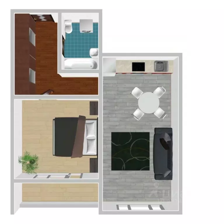 1-к кв. Воронежская область, с. Новая Усмань  (45.83 м) - Фото 1