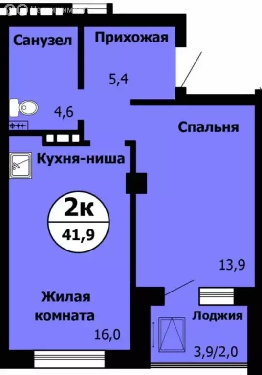 1-комнатная квартира: Красноярск, Лесопарковая улица, 43 (42.2 м) - Фото 1