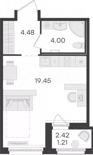 Квартира-студия, 29,1м, 12/15эт. - Фото 0