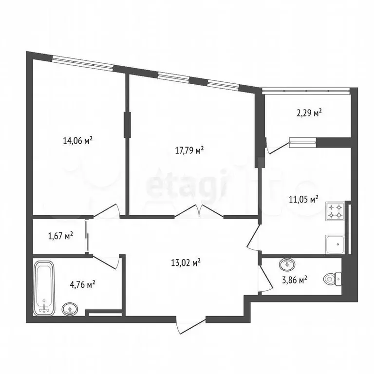 2-к. квартира, 70 м, 5/13 эт. - Фото 0