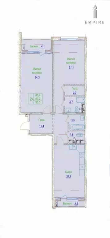 2-комнатная квартира: Грозный, проспект В.В. Путина, 1А (95.5 м) - Фото 1