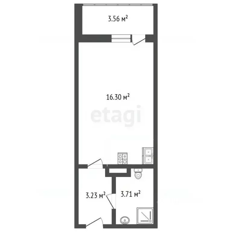 Студия Санкт-Петербург ул. Крыленко, 14с3 (25.0 м) - Фото 2