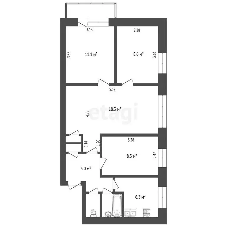 3-комнатная квартира: Ярославль, улица Пожарского, 1А (62 м) - Фото 0