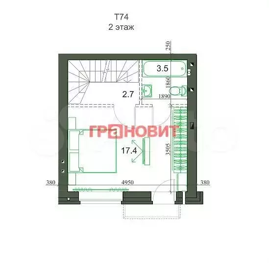 3-к. квартира, 75 м, 2/2 эт. - Фото 1