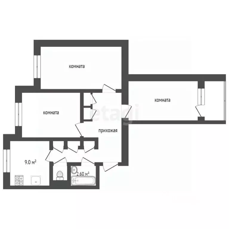 3-к кв. Ямало-Ненецкий АО, Новый Уренгой Мирный мкр, 3/5 (65.8 м) - Фото 1