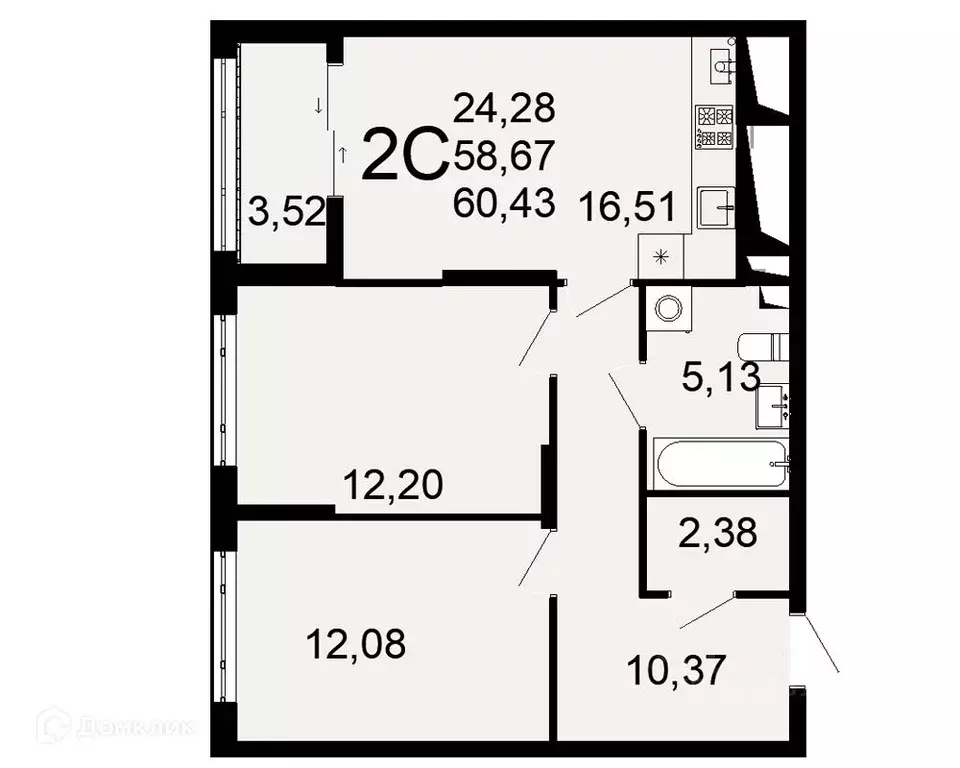 2-к кв. Рязанская область, Рязань Льговская ул., 10 (60.43 м) - Фото 0