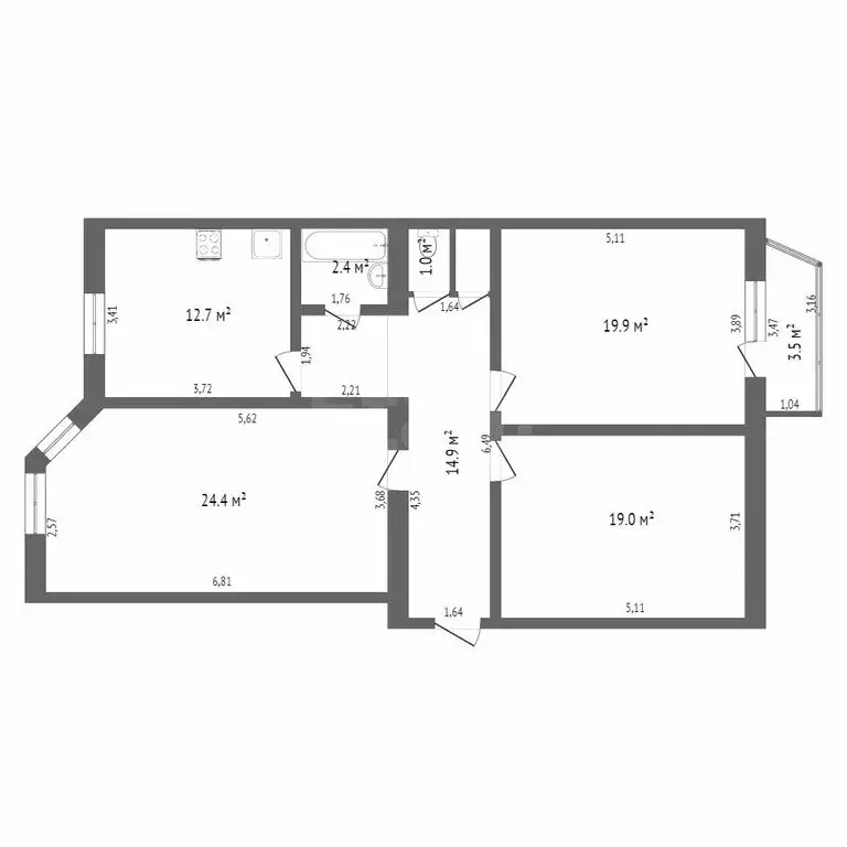 3-комнатная квартира: Ишим, улица Карла Маркса, 59А (95.1 м) - Фото 1