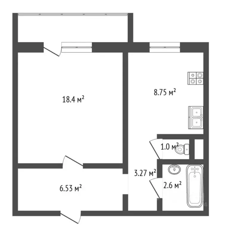 1-к кв. Тюменская область, Тюмень Тарманы мкр, ул. Маршака, 5 (40.7 м) - Фото 2