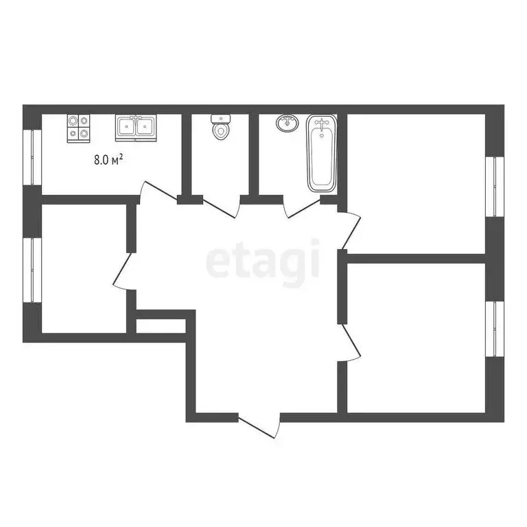 3-комнатная квартира: Выкса, улица Красные Зори, 33 (76.6 м) - Фото 0