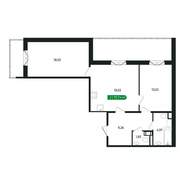 2-комнатная квартира: Сертолово, Центральная улица, 15 (66.8 м) - Фото 1
