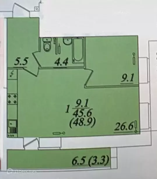 Продаётся 1-к квартира, 45.7 м - Фото 1