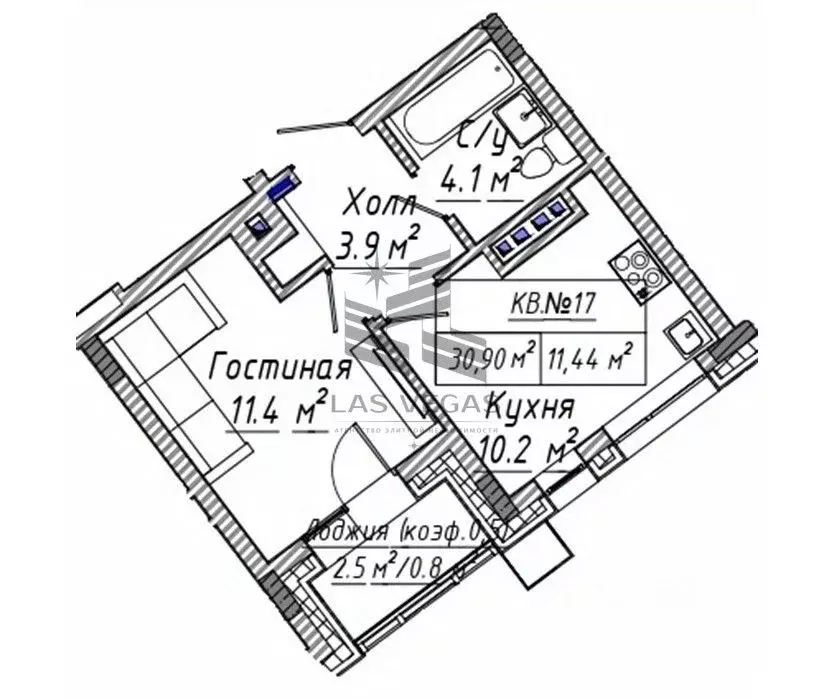 1-к кв. Татарстан, Казань ул. Урицкого, 1 (30.92 м) - Фото 1