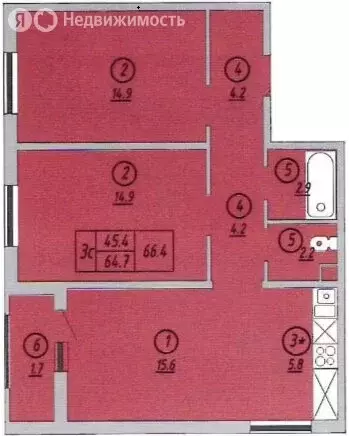 2-комнатная квартира: Оренбург, улица Автомобилистов, 15 (67 м) - Фото 2