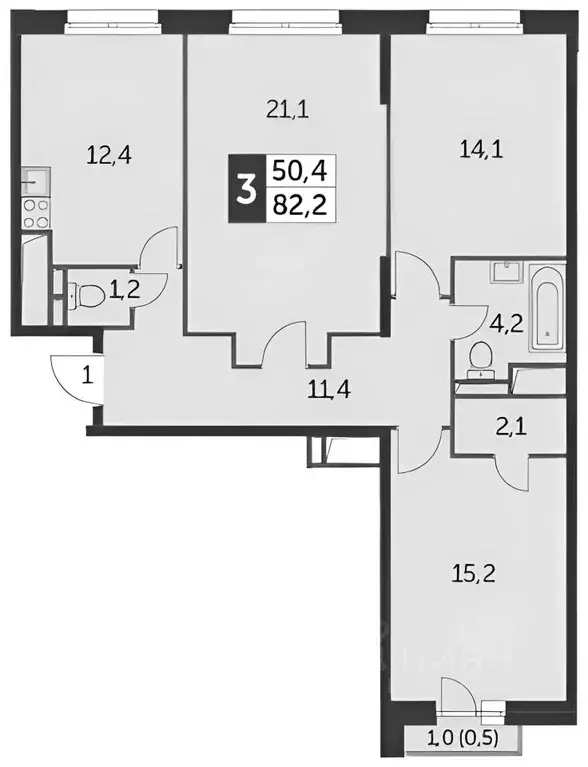 3-к кв. Москва ул. Красная Сосна, 3 (84.0 м) - Фото 1