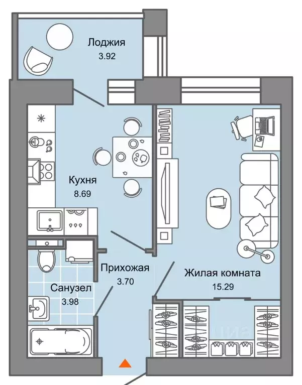 1-к кв. Кировская область, Киров Знак жилой комплекс (34.0 м) - Фото 0