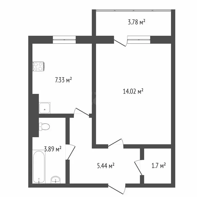 1-комнатная квартира: Тобольск, микрорайон Центральный, 22 (38 м) - Фото 1