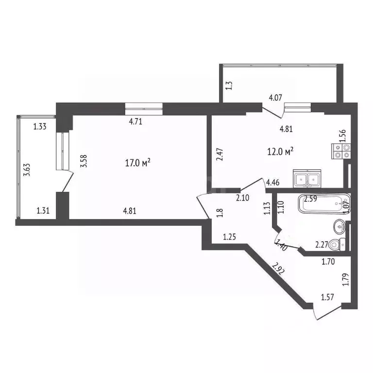 1-к кв. Севастополь просп. Победы, 59к1 (42.0 м) - Фото 1
