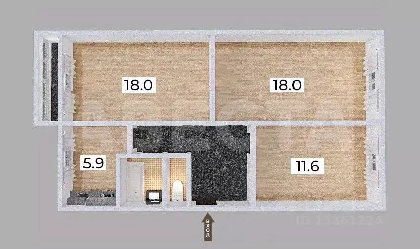 3-к кв. Омская область, Омск 3-й мкр, ул. Путилова, 13 (64.0 м) - Фото 1