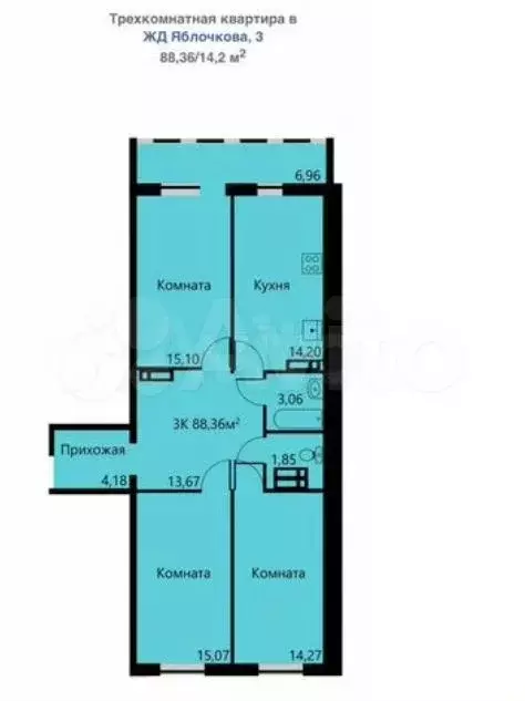 3-к. квартира, 80 м, 7/17 эт. - Фото 0